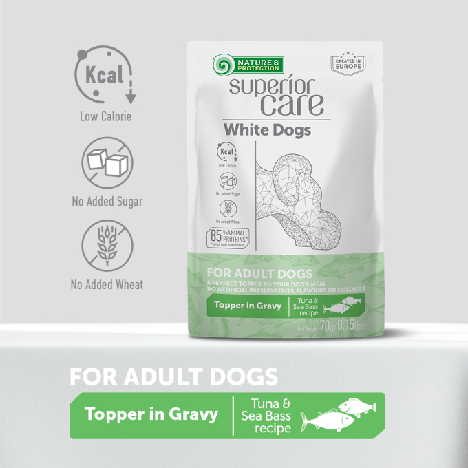 wet food supplement with tuna and sea bass for adult white-coated dogs of all breeds - 3