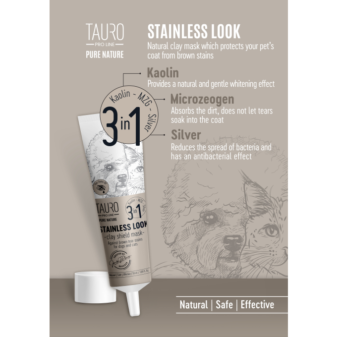 Pure Nature Stainless look 3in1, natural clay mask to prevent tear stains on the coat for dogs - 4