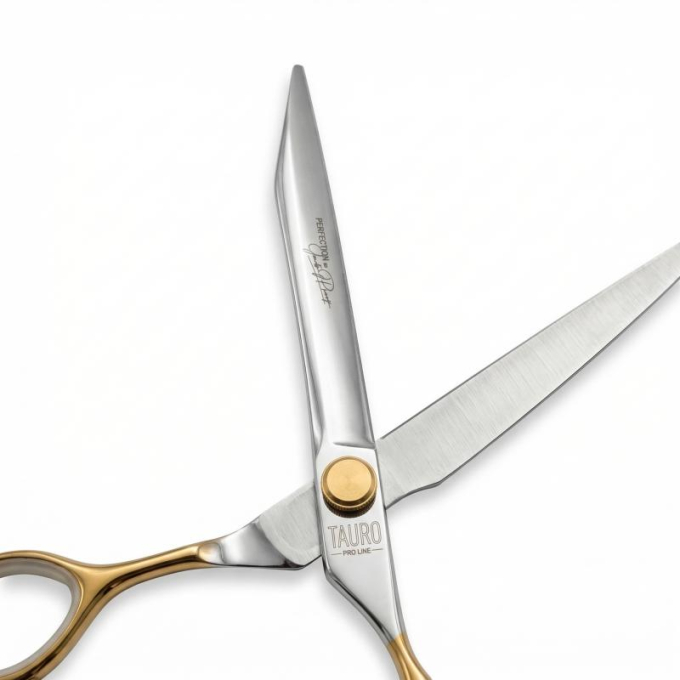 Perfection by Janita J. Plungė ciseaux professionnels de coupe droite pour le toilettage, droitier, acier inoxydable, argent avec poignées dorées - 2
