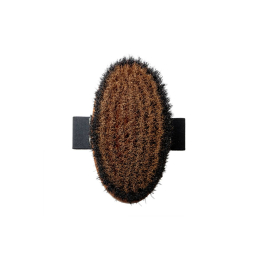 Massage brush, pear wood, bronze metal and horse hair bristles, antistatic, light brown