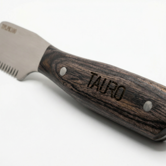 abisoliermesser mit grober Zahnung und Holzgriff - 5