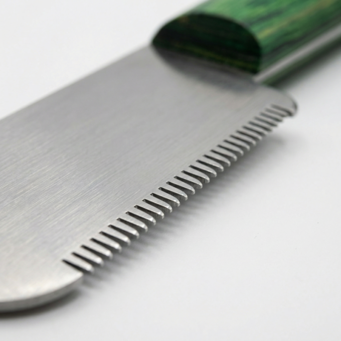 stripping knife with coarse teeth and wooden handle - 2