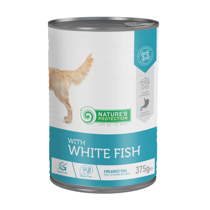 comida en lata para perros adultos con pescado blanco - 0