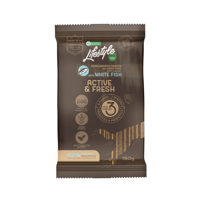 aliment complémentaire sans céréales - snacks pour chiens juniors avec poisson blanc - 0