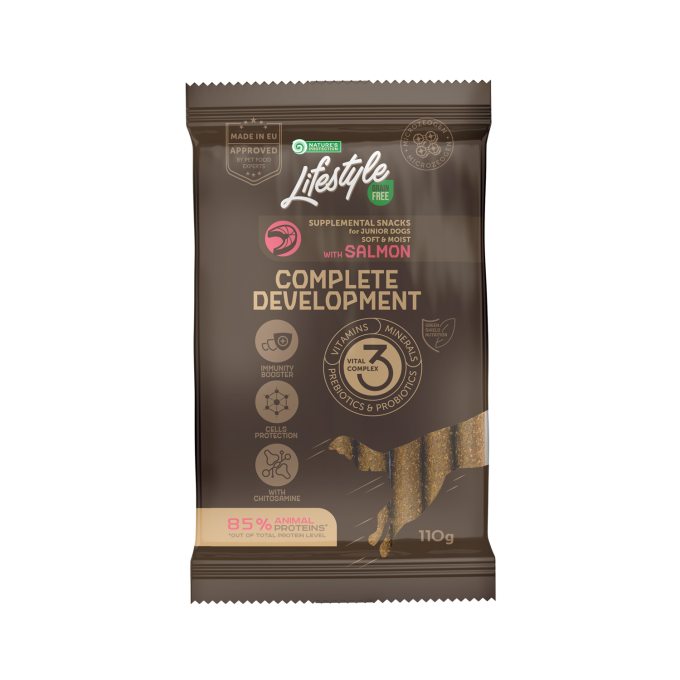 mangime complementare senza cereali - snack per cani giovani con salmone - 0