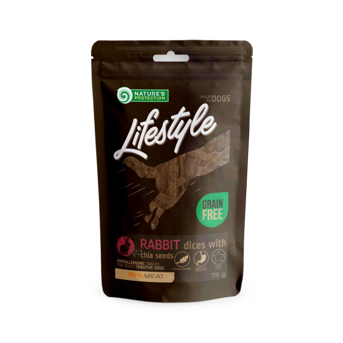 snack para perros dados blandos de conejo con semillas de chia - 0