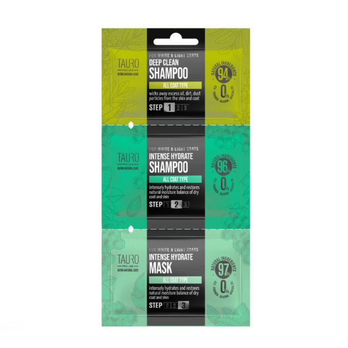 dog and cat white and light coat and skin shampoo and mask sample set - 0