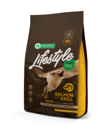 cibo secco senza cereali per cuccioli di tutte le razze con salmone e krill