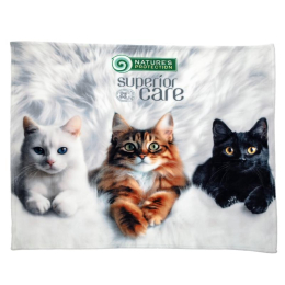 soft blanket, with kittens applique, white