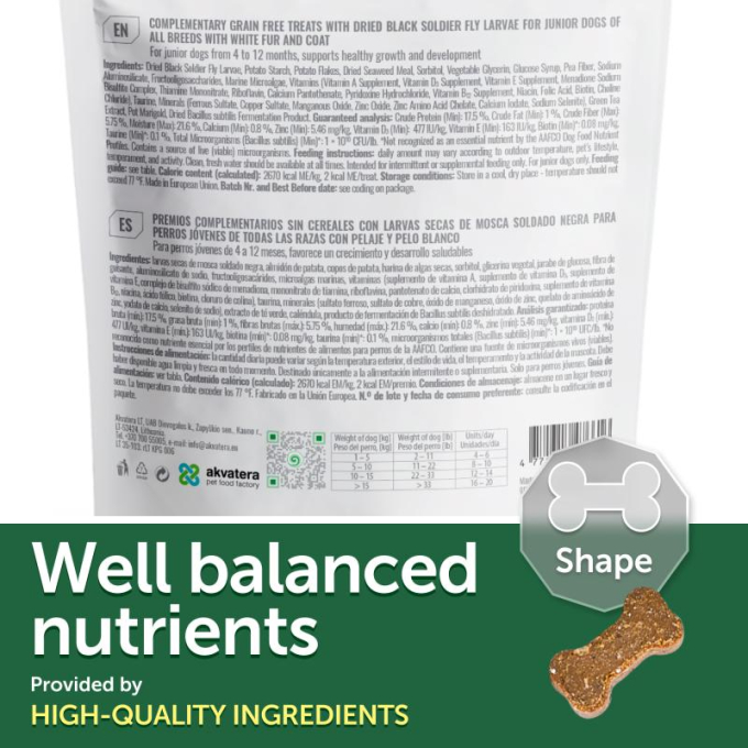 complementary grain free feed - snacks to support healthy growth and development with insects for junior all breed dogs with white coat - 6