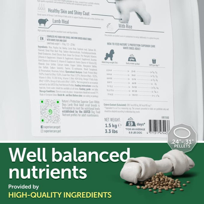 dry food for adult, small and mini breed dogs with white coat, with lamb - 5