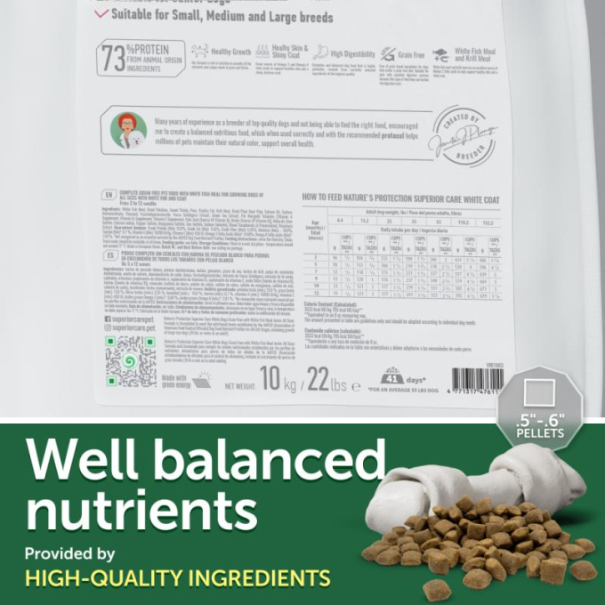 dry grain free pet food with white fish for growing dogs of all sizes with white coat - 5