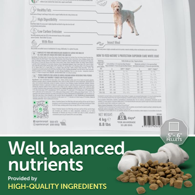 dry pet food with insect for dogs of all sizes and life stages with white coat - 5