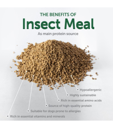 dry grain free pet food with insect for dogs of all sizes and life stages with white coat