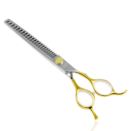 cutting scissors "Perfection by Janita J. Plunge", thinning (chunker), 23 teeth, 440c stainless steel, golden color