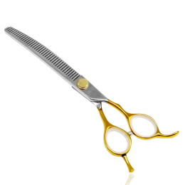 cutting scissors "Perfection by Janita J. Plunge", thinning, 40 teeth, 440c stainless steel, golden color