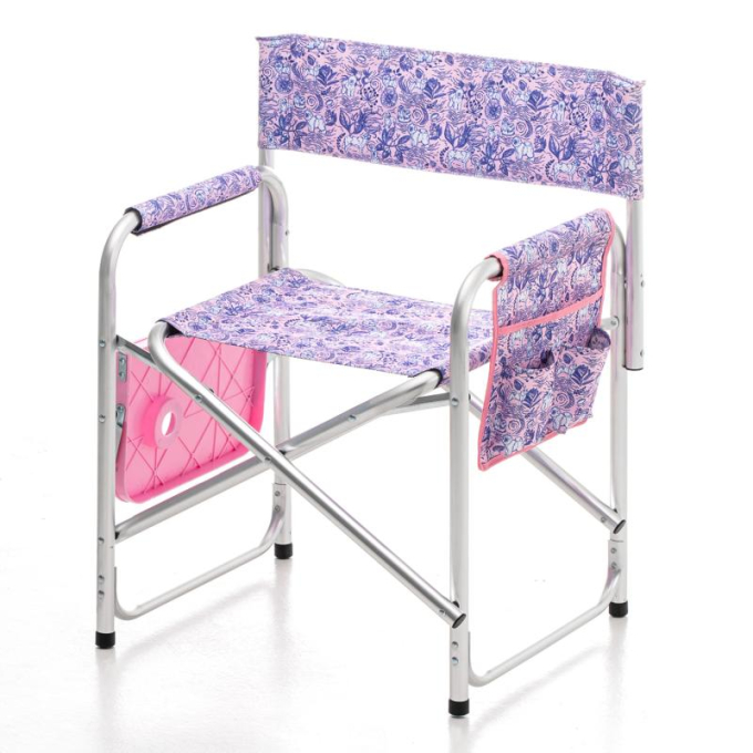 folding chair with folding table and aluminum legs, unique design, pink - 0