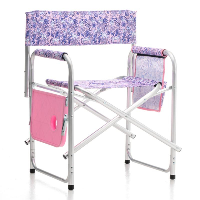 folding chair with folding table and aluminum legs, unique design, pink - 1