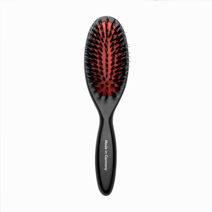 Cepillo, madera de haya, cerdas de jabalí de 16 mm con dientes de nailon, negro, forma ovalada - 0