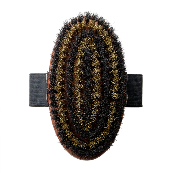 Cepillo de masaje, madera de peral, metal de latón y cerdas de pelo de caballo, marrón claro - 0