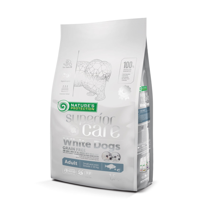 dry grain free food for adult, small and mini breed dogs with white fish - 0