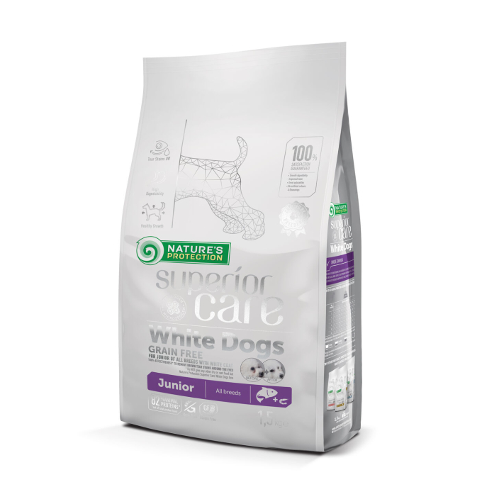 dry grain free food for junior dogs of all breeds with white coat, with salmon - 0