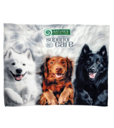 soft blanket, with puppies applique, white