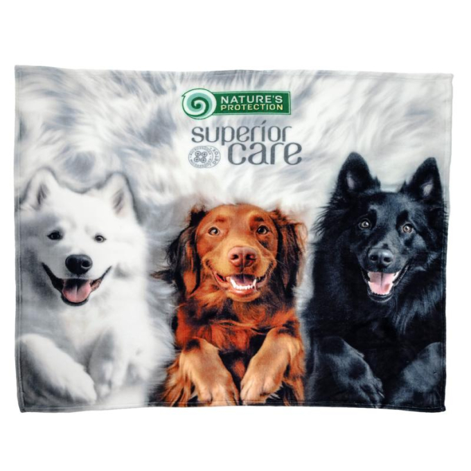 soft blanket, with puppies applique, white - 0