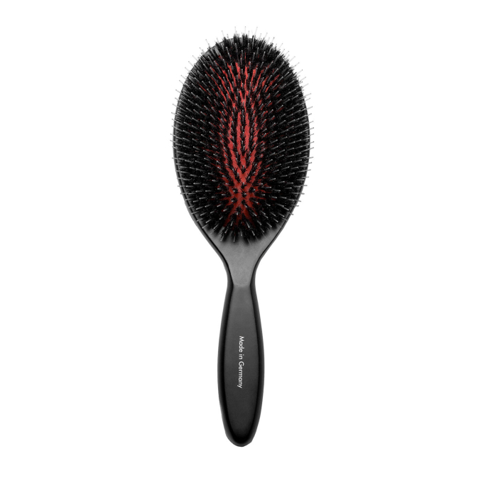 Cepillo, madera de haya, cerdas de jabalí de 16 mm con dientes de nailon, negro, forma ovalada - 0