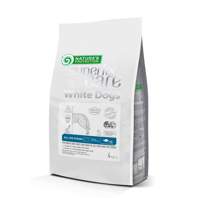 pienso seco con pescado blanco para perros de todos los tamaños y etapas de la vida con pelaje blanco - 1