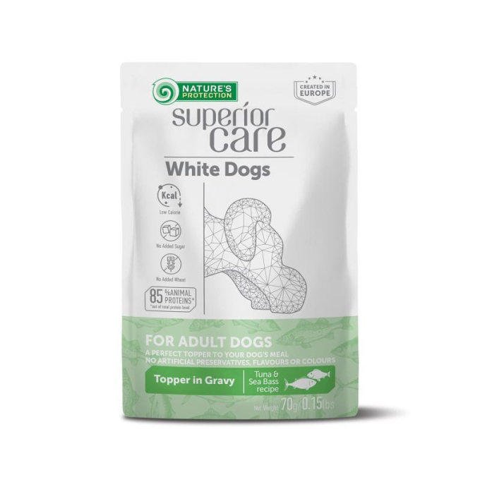 complemento alimenticio húmedo con atún y lubina para perros adultos de pelo blanco de todas las razas - 0