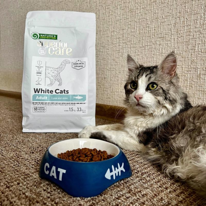 cibo secco senza cereali con aringa per gatti adulti di tutte le razze con pelo bianco - 7