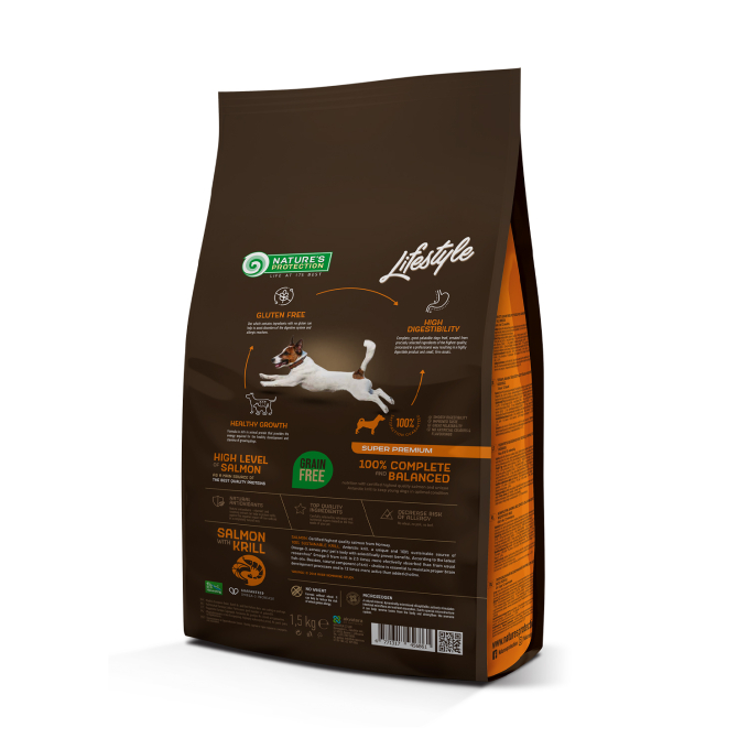 aliment sec sans céréales pour chiens juniors de toutes races avec saumon et krill - 1