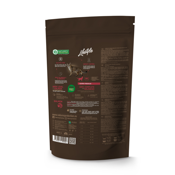 cibo secco grain free per gatti anziani con salmone - 1