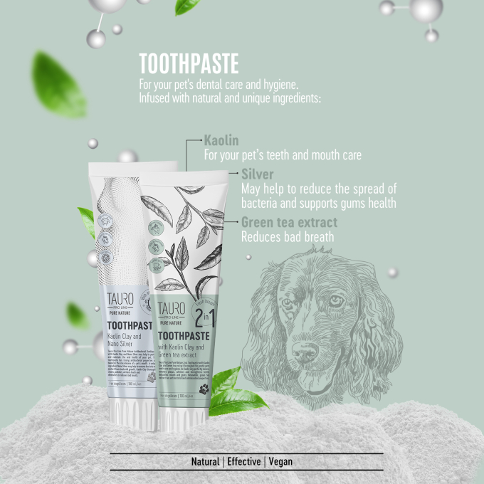 Pure Nature toothpaste with white clay (kaolin), zeolite and  green tea extract for dogs and cats - 1