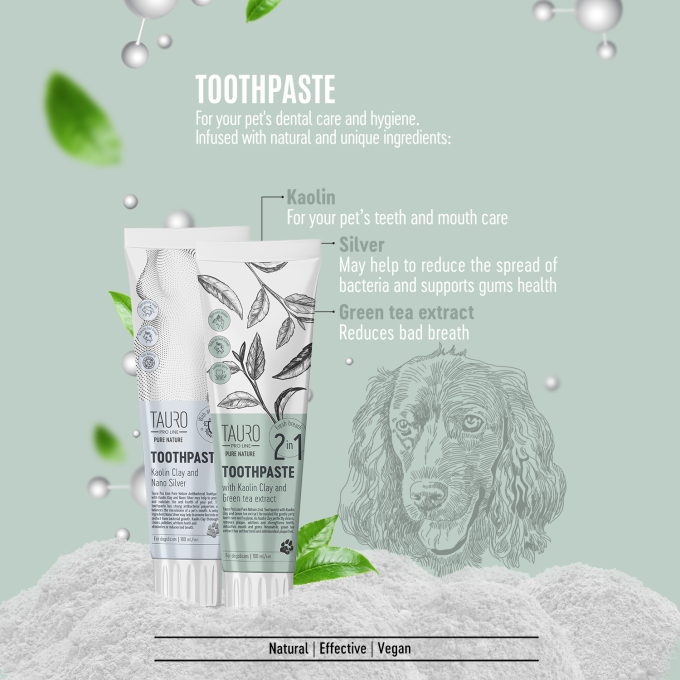 Pure Nature toothpaste with white clay (kaolin), zeolite and  green tea extract for dogs and cats - 2