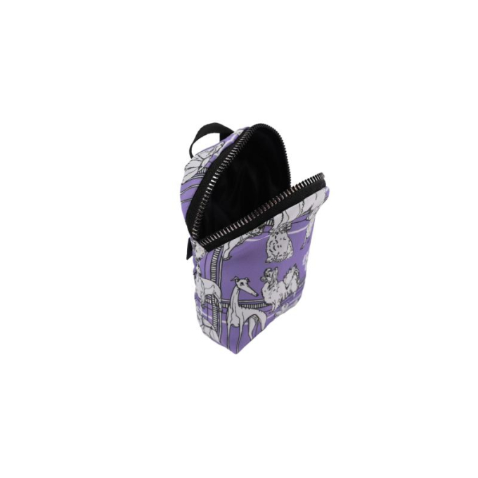 pet treat case with zipper, purple, with puppy appliqués - 3