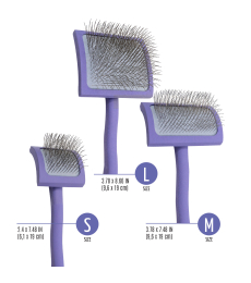 wooden brush, curved, rectangular, pins 25 mm, purple