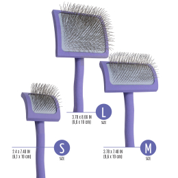 brosse en bois, courbée, rectangulaire, picots 25 mm, violet