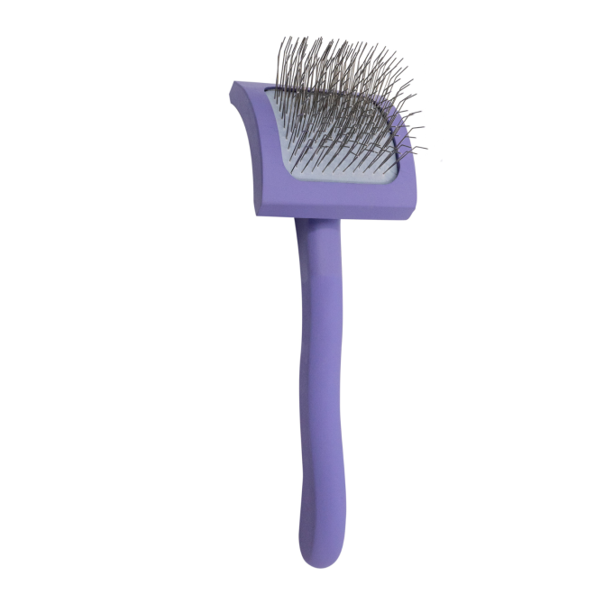 wooden brush, curved, rectangular, pins 25 mm, purple - 2