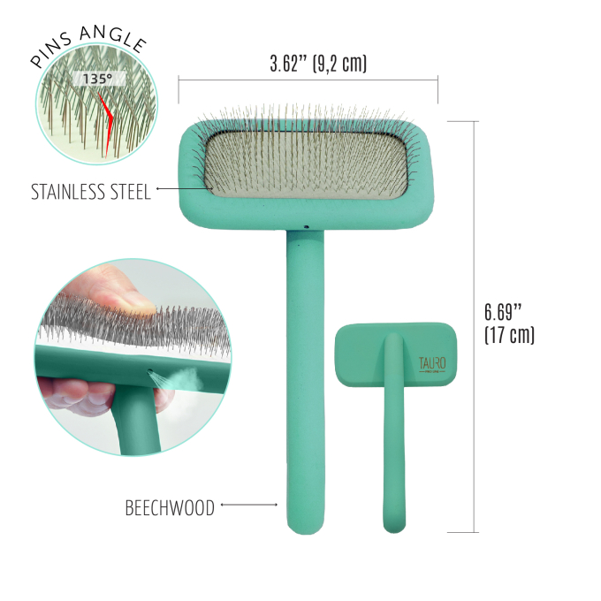 Brush wooden, rectangular shape, teeth 11 mm, mint - 2