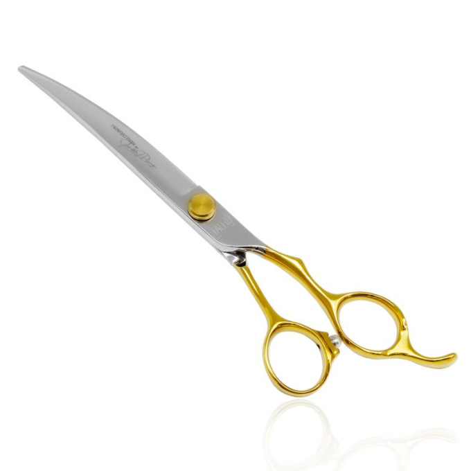 cutting scissors &quot;Perfection by Janita J. Plunge&quot;, curved, 440c stainless steel, golden color - 0