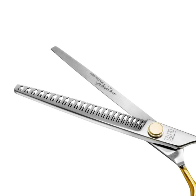 cutting scissors &quot;Perfection by Janita J. Plunge&quot;, thinning (chunker), 23 teeth, 440c stainless steel, golden color - 1