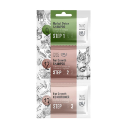 Pure Nature Herbal Detox + Fur Growth set de muestras para perros y gatos, set de muestras de champú y acondicionador para perros y gatos