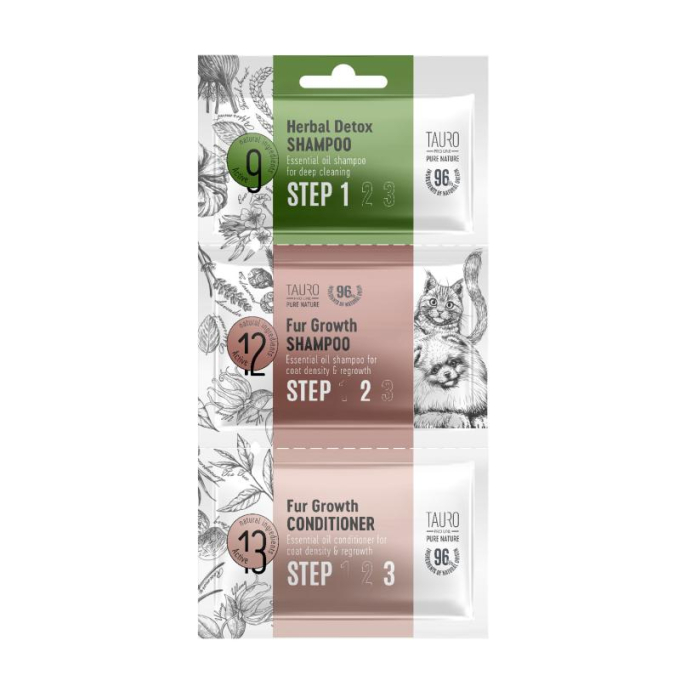 Pure Nature Herbal Detox + Fur Growth Probeset für Hunde und Katzen, Shampoo- und Pflegeset für Hunde und Katzen - 0