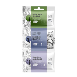 Pure Nature Herbal Detox + Magic-Plex set de muestras para perros y gatos, set de muestras de champú y acondicionador para perros y gatos