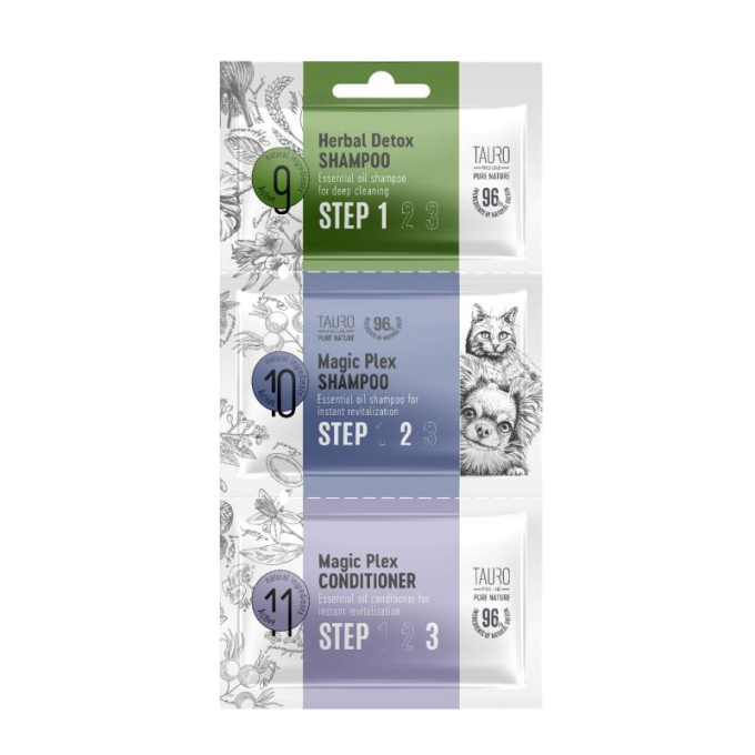 Pure Nature Herbal Detox + Magic-Plex sample set for dogs and cats, dog and cat shampoo and conditioner sample set - 0