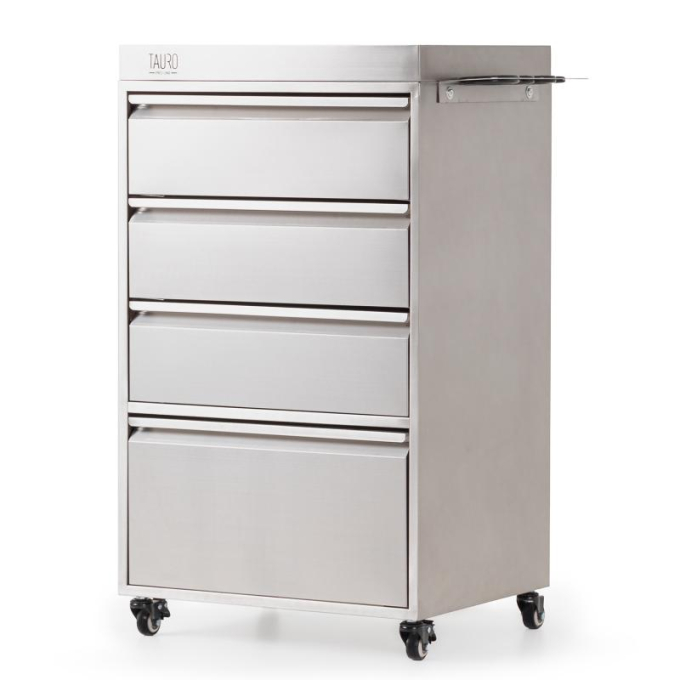 armoire en acier inoxydable avec porte-outils et roulettes - 0