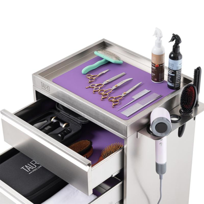 armoire en acier inoxydable avec porte-outils et roulettes - 4