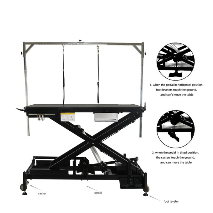 mesa de acicalamiento para perros y gatos, altura regulable eléctricamente (37,5-113,5 cm) - 1